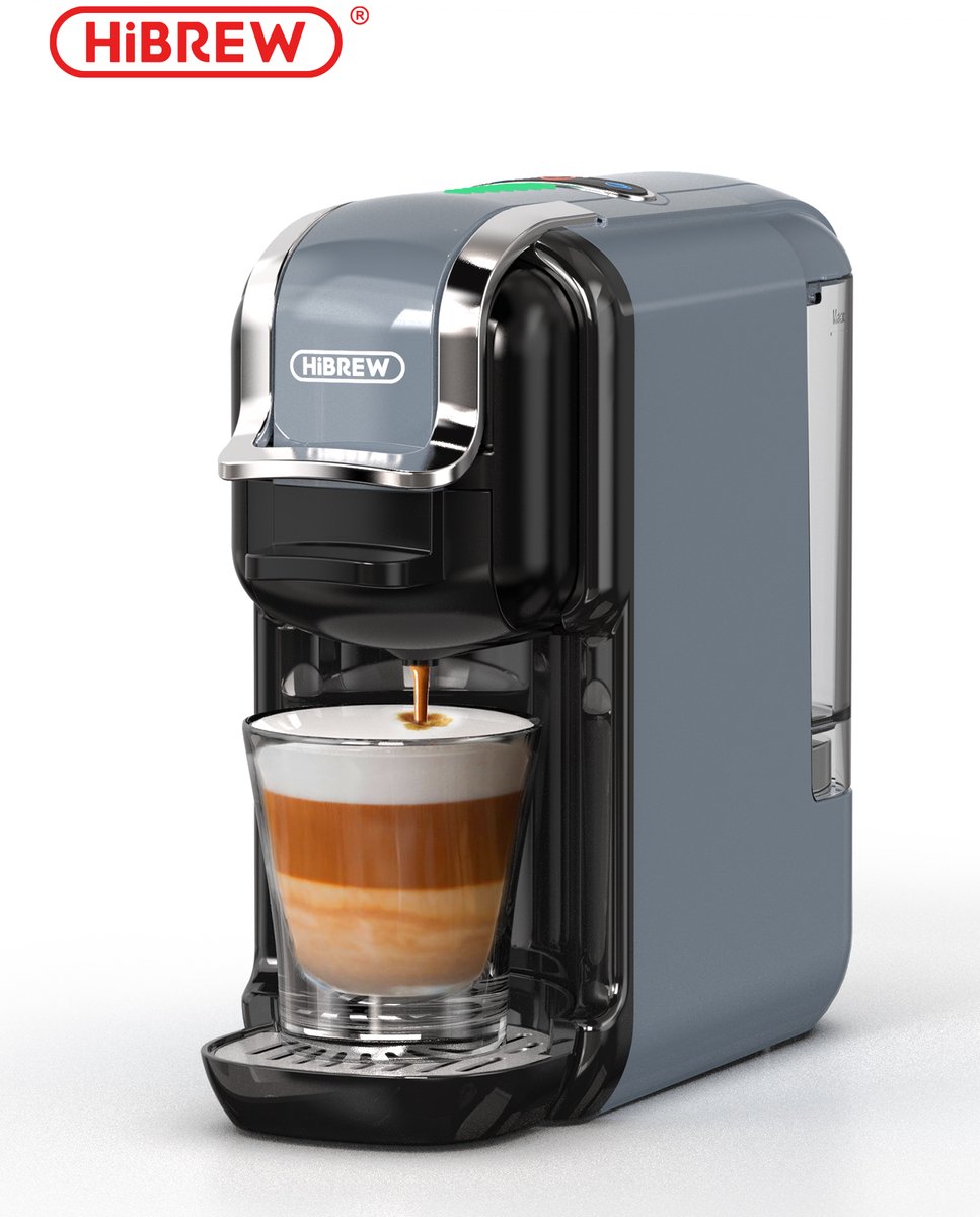 HiBREW H2B Koffiemachine - 5-in-1 - Voor Capsules en Gemalen Koffie - Grijs