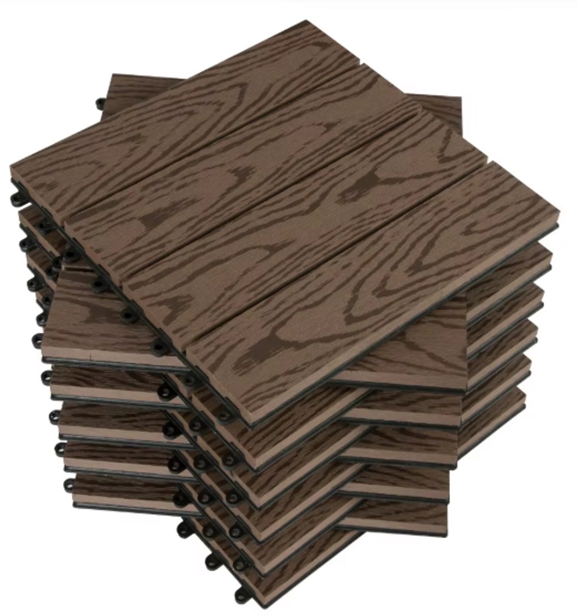 Stervia Terrastegels Composiet - Balkontegels - Bestand Tegen Water en UV - Kliksysteem - Onderhoudsarm - 11 Stuks - 30 x 30 cm - Bruin