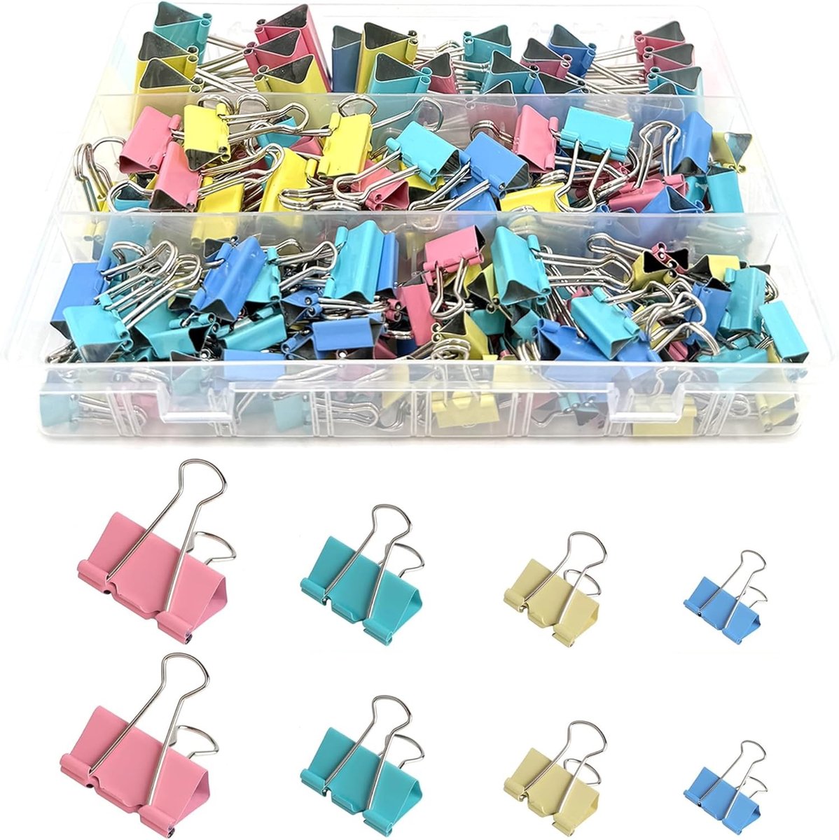 170 Stuks Vouwbare Paperclips in Diverse Kleuren, Mini Klemmen van 15mm tot 32mm, Multifunctionele Kantoorbenodigdheden voor School en Creatieve Projecten