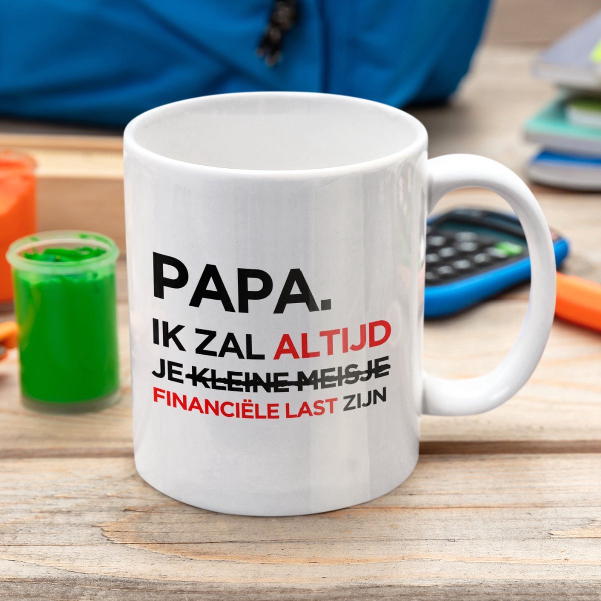 NietMokken.nl - Mok Cadeauset – Papa Ik Zal Altijd Je Financiële Last Zijn Mok – Grappig Cadeau voor Vader – Inclusief Cadeaudoos, Kaartje & Vilten Onderzetter – Keramische Mok 325 ml – Aan beide zijden bedrukt - Meisje variant — cadeau in Cadeau-ideeën - foto 3