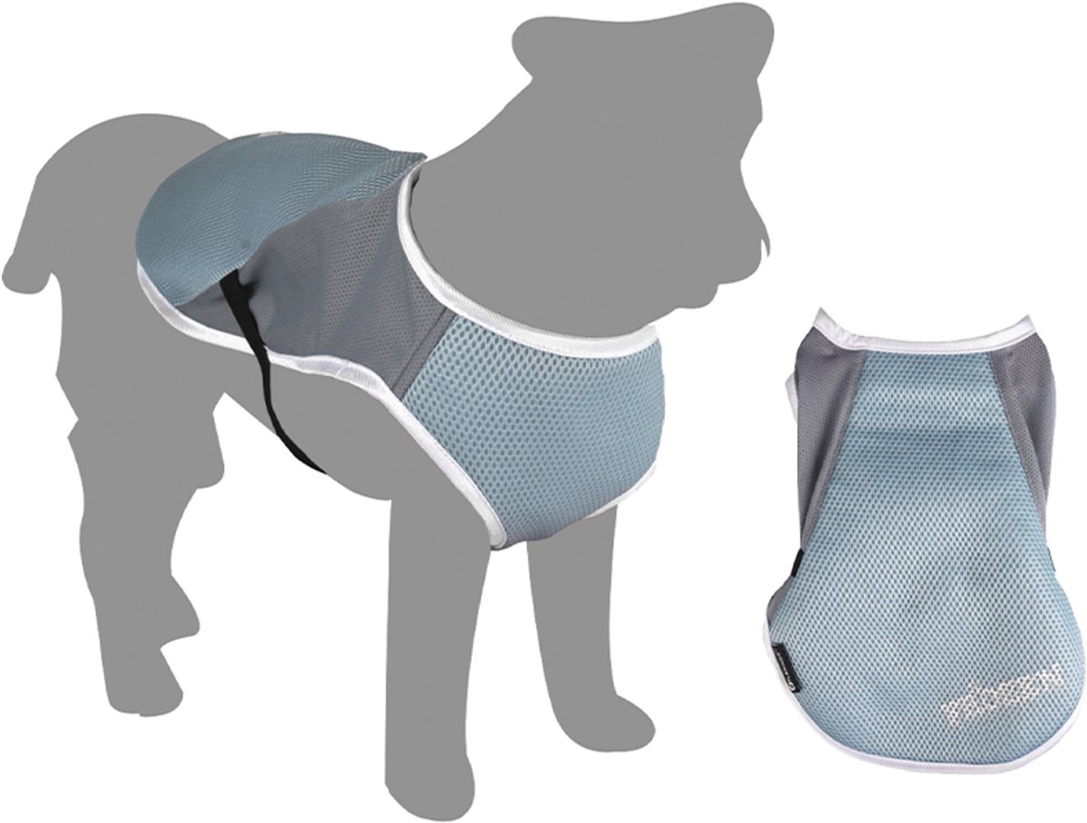 Cocapet cooling vest voor honden - verkoelende vest - frozen blauw/grijs - large - 40 cm - borst 50-64 - mesh materiaal - comfortabel en makkelijk