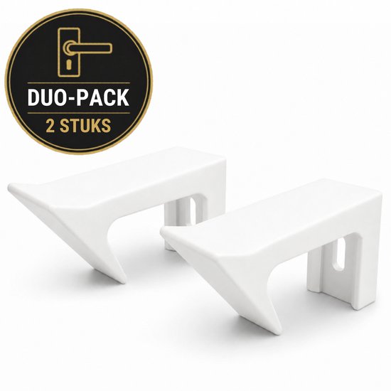 Twee witte, flexibele deurklinkhouders met "Duo-Pack 2 Stuks" logo.