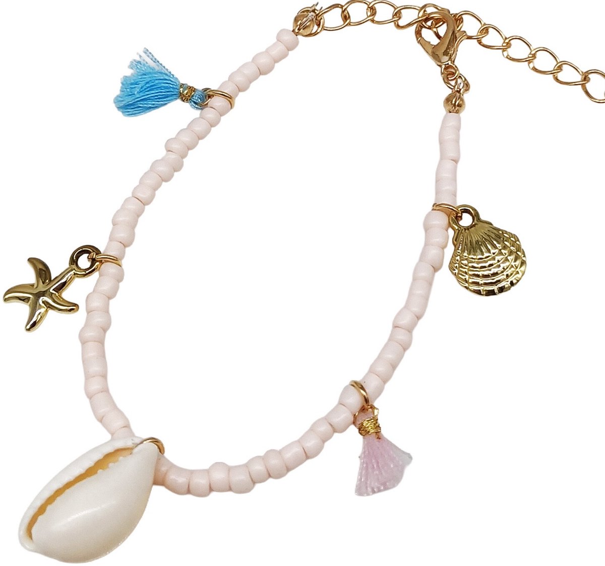 Armband - enkelbandje - roze - verstelbaar 17-24 cm