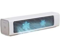 Ryoudavell - Bladeloze Torenventilator met Afstandsbediening - USB Oplaadbaar 4000mAh - 3-in-1 Wandmontage & Tafelventilator - Stille Mini Bureauventilator met 60° Oscillatie - Wit