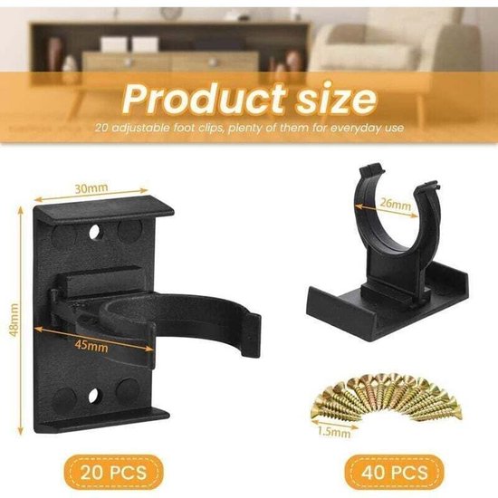 YAGXIG 20 klemmen voor het vastzetten van meubelpoten van 28 mm tot 32 mm - Keukenplintklemmen - Plintschroefklemmen - Plintmontageklemmen - Keukenplinten van YAGXIG — afbeelding 5