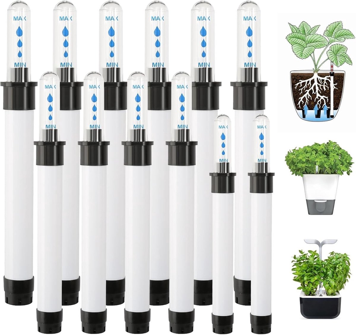 12 Stuks Waterpeil Indicator voor Planten - Ideaal voor Binnenplanten, Potplanten en Bloembakken - Plastic Waterniveau Meter voor Optimale Plantengroei (17/20/22.8CM)