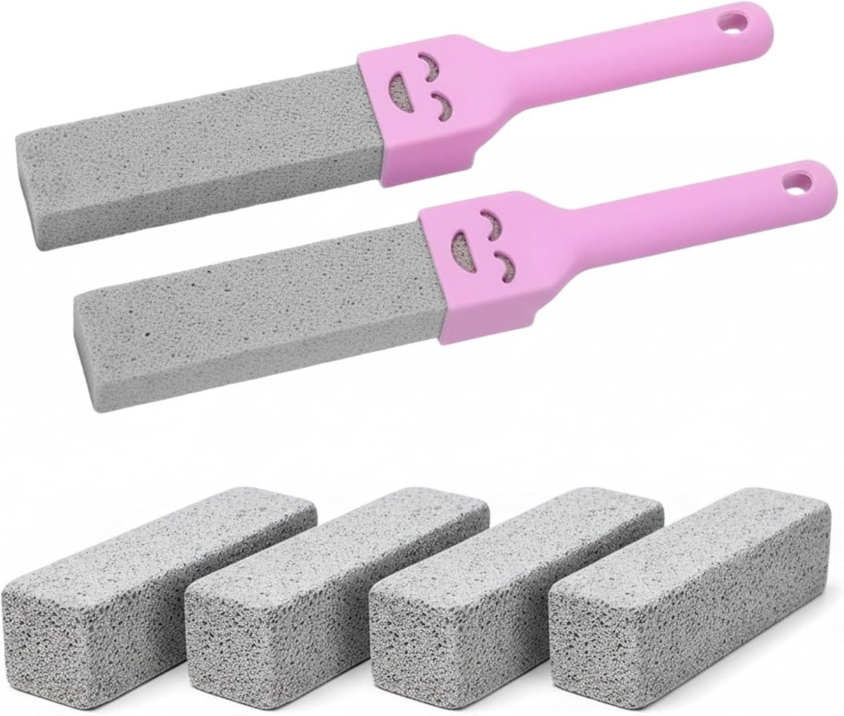 Set van 8 Pumice Stones met 2 Handvatten voor Toilet, Bad en Wastafel - Vervangbare Reinigingsstenen voor Voetverzorging en Polijsten
