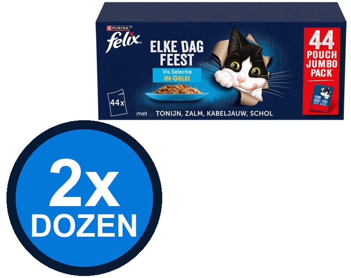 Felix Felix - Elke Dag Feest In Gelei Vis Selectie Multipack - Kattenvoer Natvoer - 3.74 kg