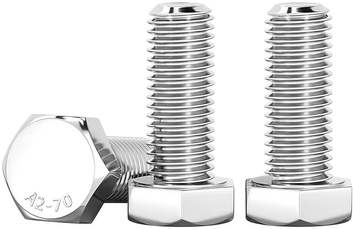 Set van 10 RVS M10 Hex Schroeven DIN 933 - Volledige Draad - Voor Meubelreparatie en Machineassemblage
