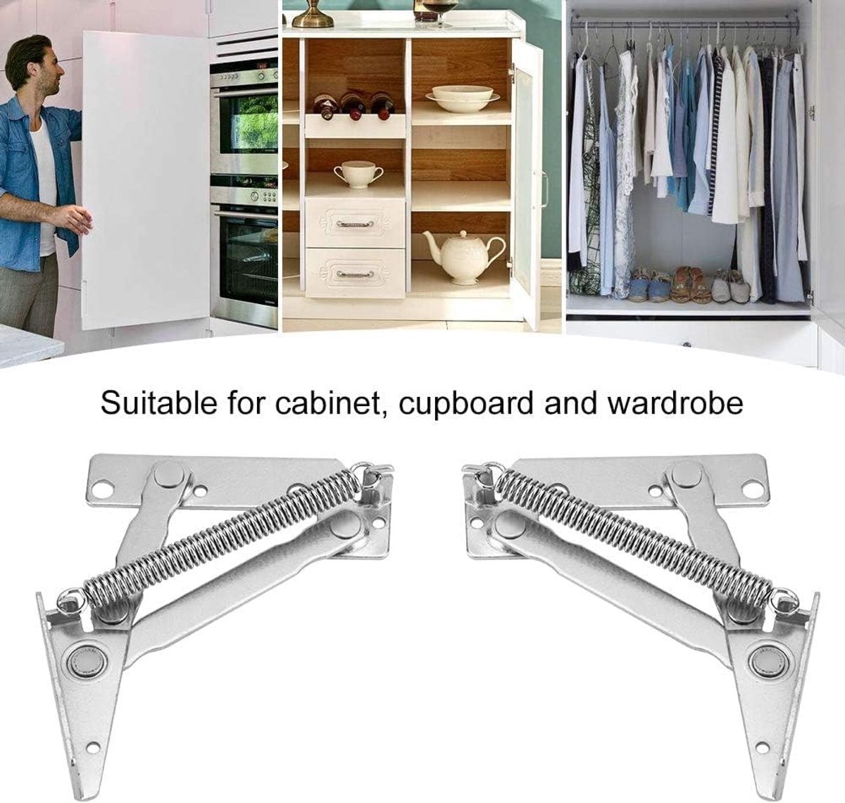 Set van 2 Robuuste Stalen Veer Scharnieren voor Vouwkasten, Volledige Oppervlakte Deurscharnieren en Meubelaccessoires voor Optimale Functionaliteit