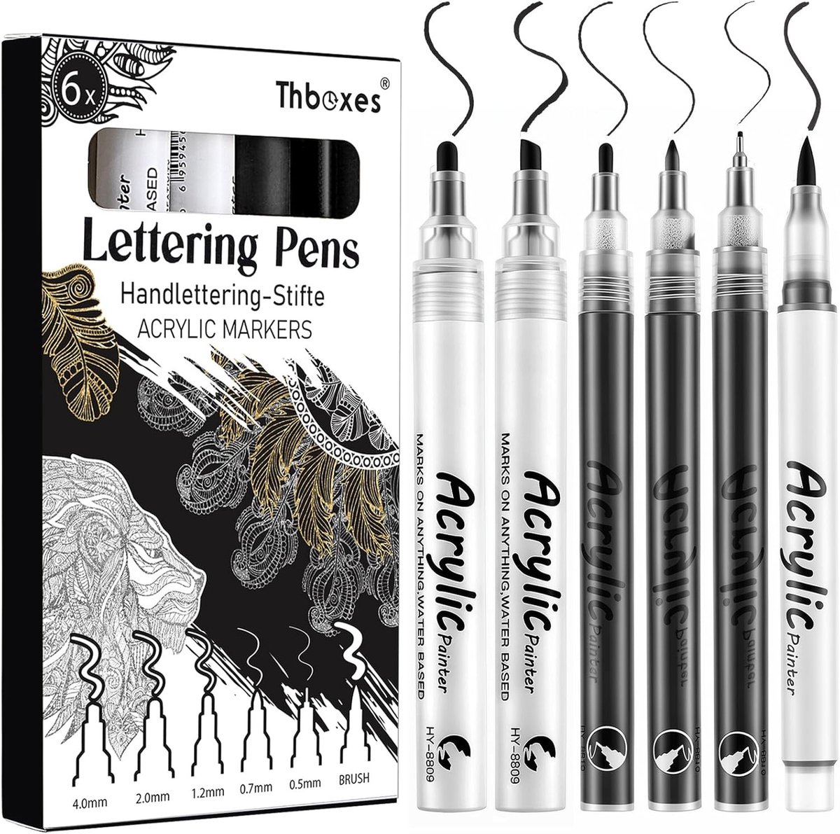 Zwarte Acrylmarkers - Kunststof - Waterbestendig - Sneldrogend - Voor Creatieve Projecten