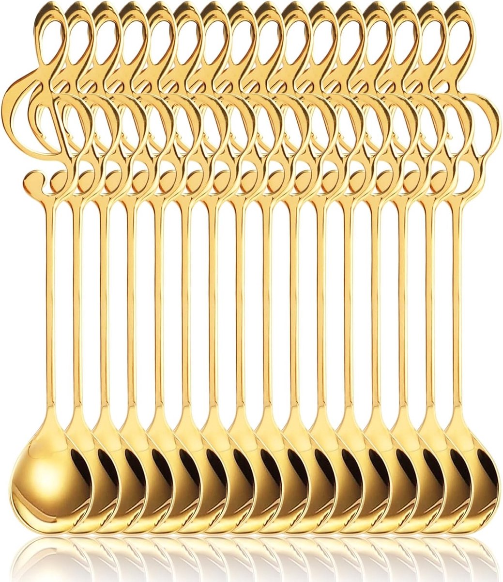 16-delige Set Muzieknoot Koffielepels van RVS, Decoratieve Lepels voor Koffie, Thee en Dessert, Perfecte Cadeaus voor Muzikanten