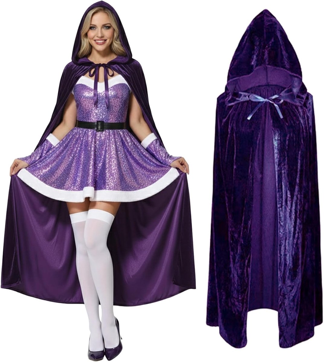 Unisex Velours Cape met Kap voor Volwassenen - Lange Halloween Kostuum voor Feest en Carnaval, Perfect voor Heksen en Cosplay