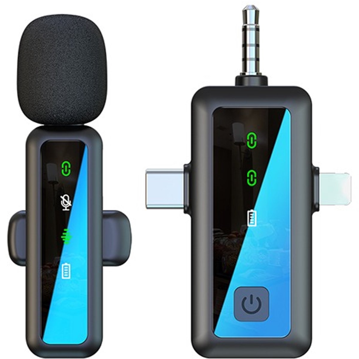 Draadloze Lavalier Microfoon - 2.4G Clip-on Omnidirectionele Condensator Microfoon voor Live Streaming & Opname