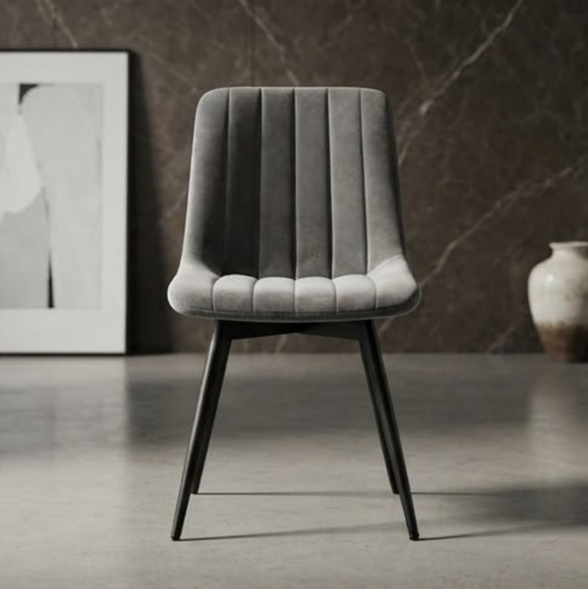 Draaibare Eetkamerstoelen Set van 4 Fluweel Donkergrijs met 360° Draaifunctie, Gevoerde Zitting, Ergonomische Rugleuning en Metalen Poten – NovihomeStore