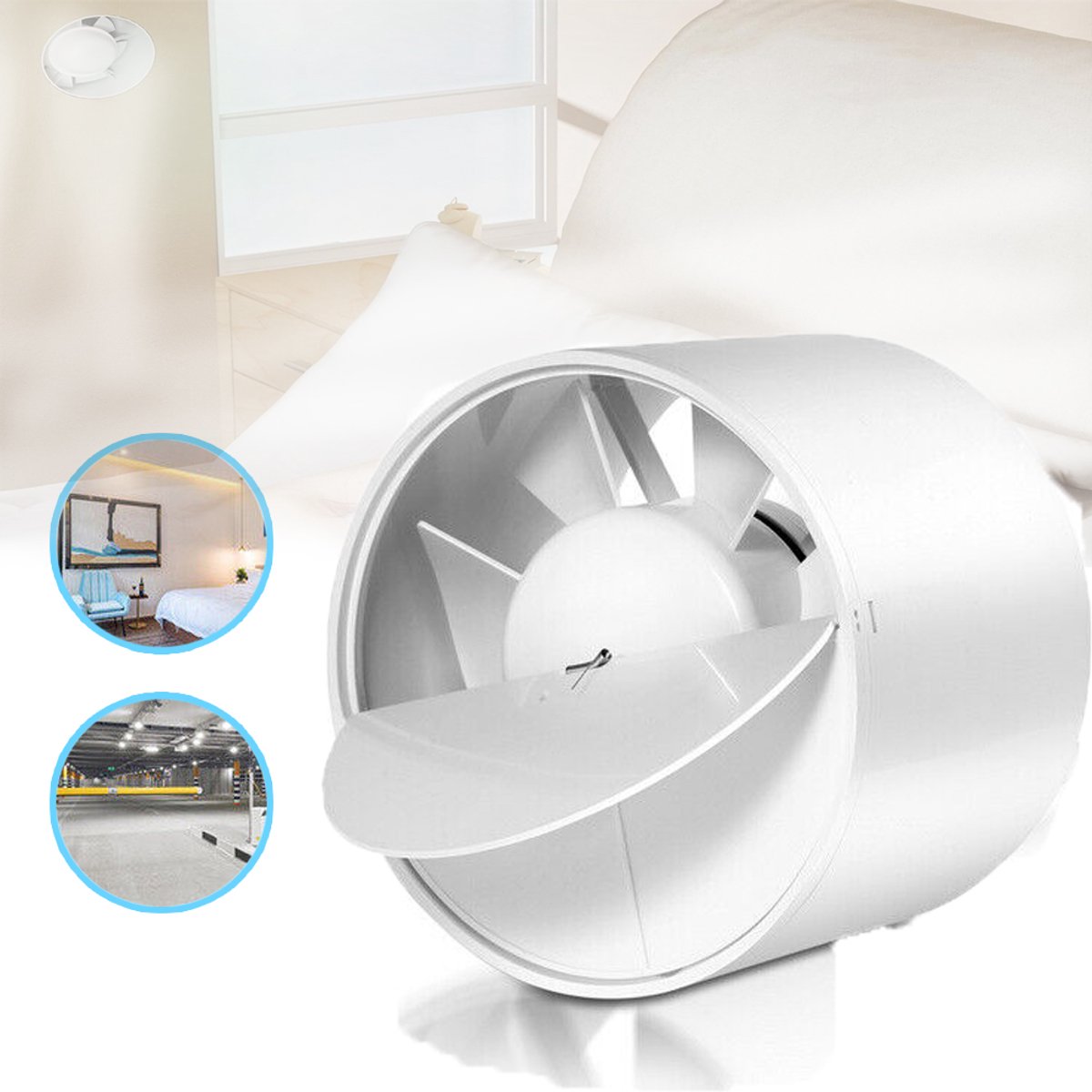 100mm Afzuigventilator Met Zeven Verdikte Bladen - Ingebouwde Retourluchtklep IPX2 Waterdi