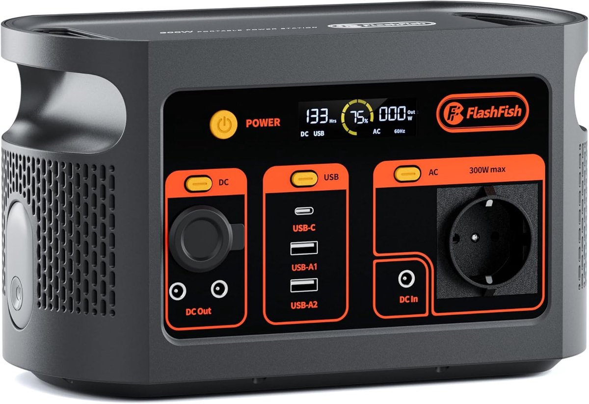 FlashFish E103 Draagbare Powerstation 179,2Wh 300W - LiFePO4 Solar Generator met 230V AC en Snelladen