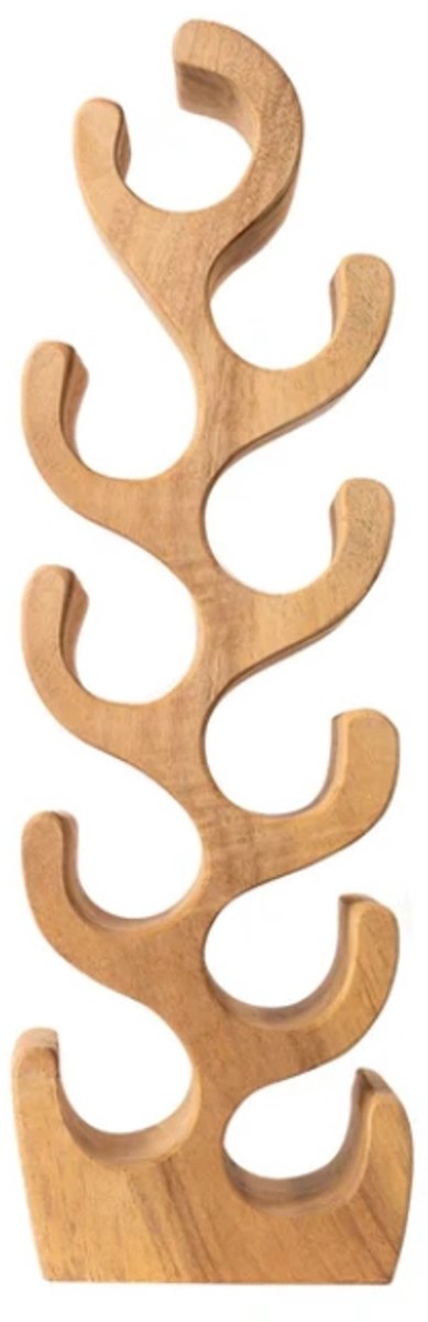 Wijnrek van Hout - Teakhout Bruin - Staand Wijnrek Teak - 10 Flessen - 21 x 13 x 90 cm hoog — cadeau in Wonen & Interieur - foto 2