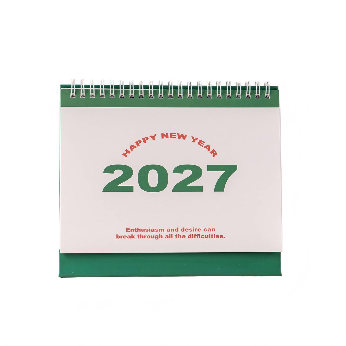 Bureaukalender 2026-2027 – Engelstalige Tafelkalender – Flipkalender met Maandoverzichten – Bureauplanner voor Kantoor, Studie en Thuis – Studenten en Professionals – Groen – 19 × 16 cm – 1 Stuk