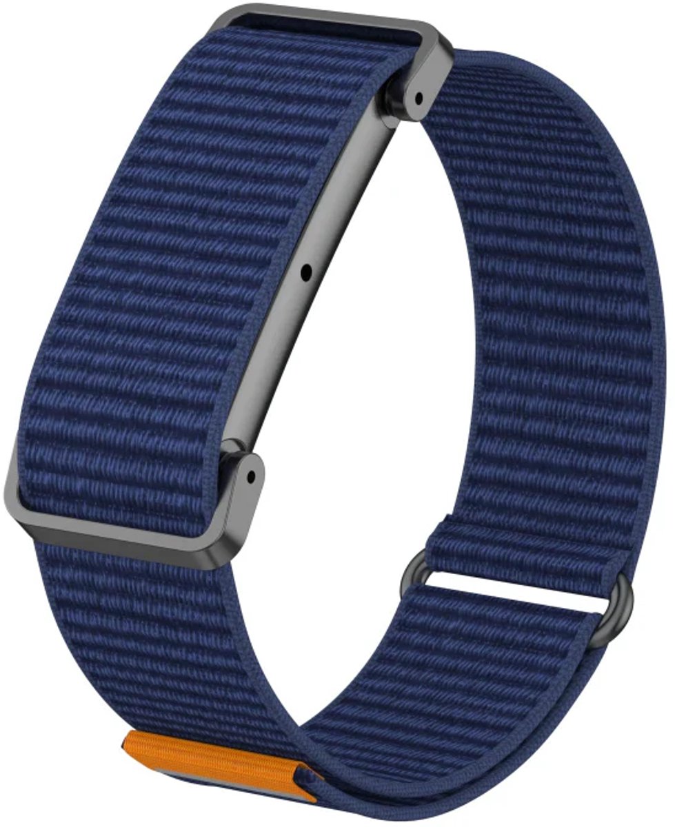 Strap-it Nylon Bandje met Frame geschikt voor Fitbit Air - Donkerblauw
