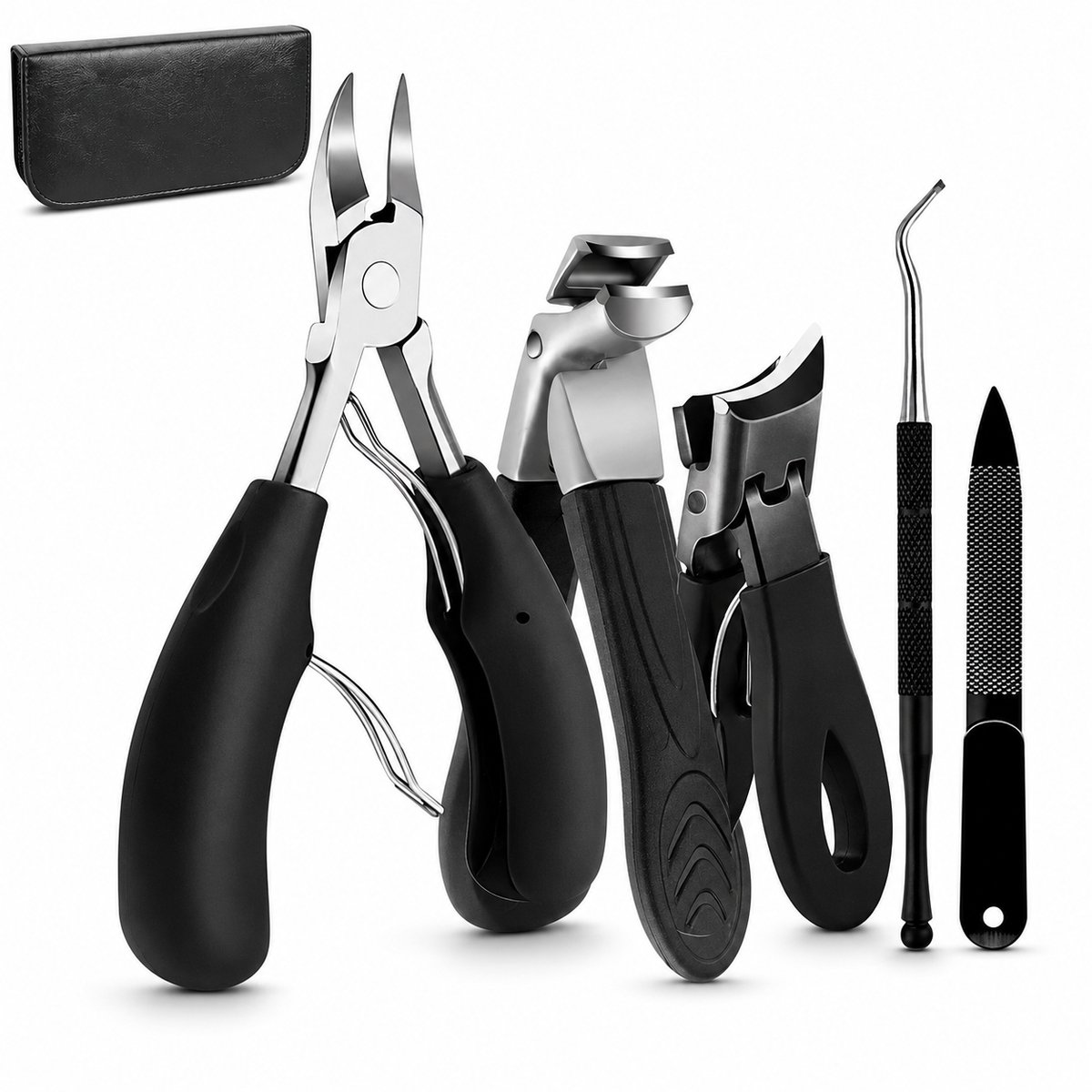 Professionele Ergonomische Nagelknipper Set - Nagelschaar set voor Ingegroeide Teennagels - Voor Thuisgebruik - 5-Delige Set - Zwart