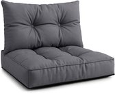 Kussen Lounge Tuinmeubelen - Set: zitkussen 60x60 cm en rugkussen 40x60 cm Rug Rattan Ideaal voor balkon terras loungeset buiten comfort vulling dik duurzaam Grafiet