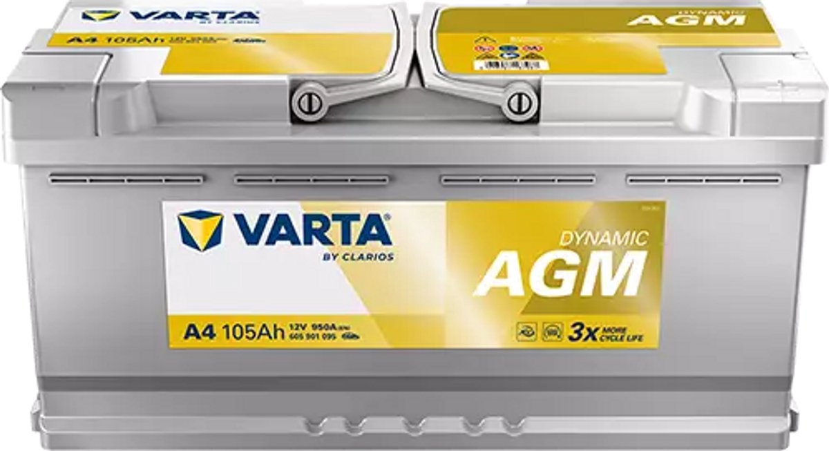 Varta Dynamic Agm A4 Agm Accu 12V 105Ah 393X175X190X190 (H15)