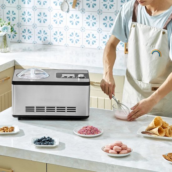 Emvae Ijsmachine - Ijsmaker - Sorbetmaker - Met compressor - 2 QT - 180W - Zonder voorvriezen - LCD-scherm — afbeelding 5