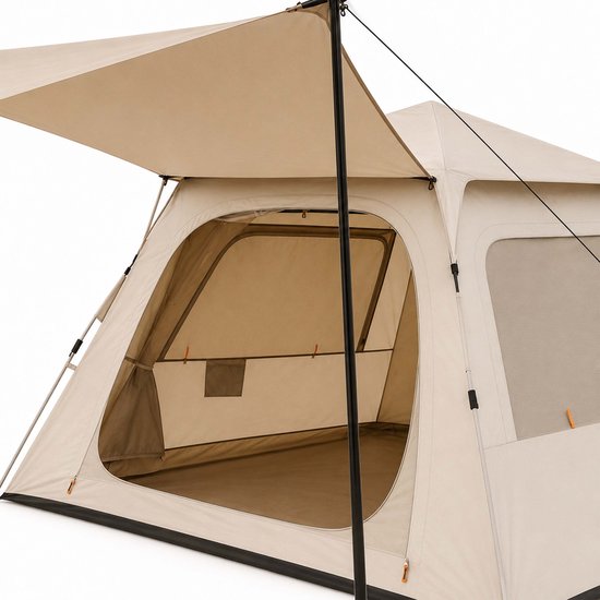 Campingtent - 240x155x240 cm - beige - met ritsdeur — afbeelding 4