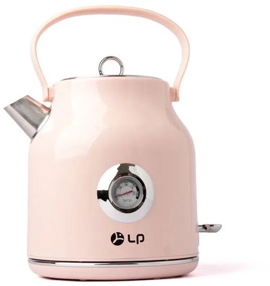 TEKROA® Elektrische Waterkoker 1,7 Liter met Temperatuurmeter - RVS - 360° Draaibaar - 2000W - Snelkookfunctie - roze