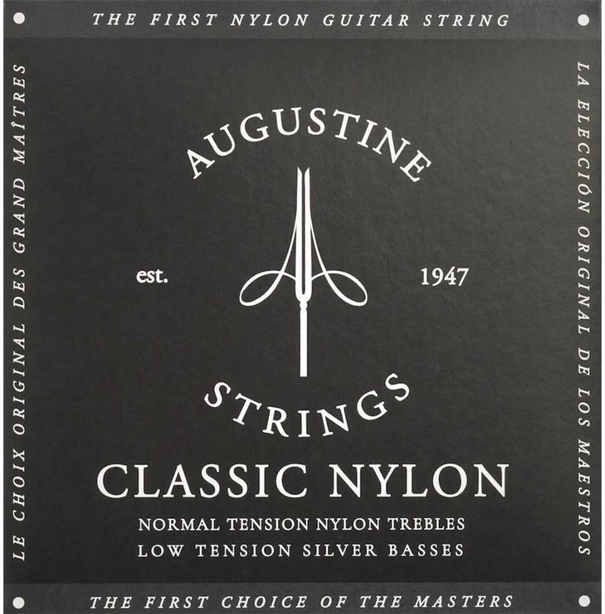 Snarenset klassieke gitaar - Augustine AU-CLBK - Black - Regular trebles - Light tension basses
