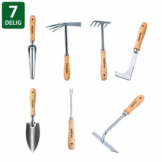 Synx Tools tuingereedschapset 7 delig - Tuingereedschap - Handhark - Onkruidsteker - Tuinschepje - Handvoegenmes - Handharkjes - handgereedschapset - hand harkje van Synx Tools — afbeelding 4