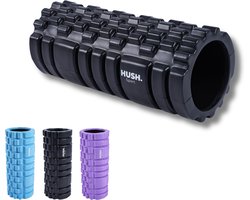 HUSH Sport - Foam massageroller 33x14 cm - met grid patroon - spierherstel & triggerpoint massage - EVA foam - zwart