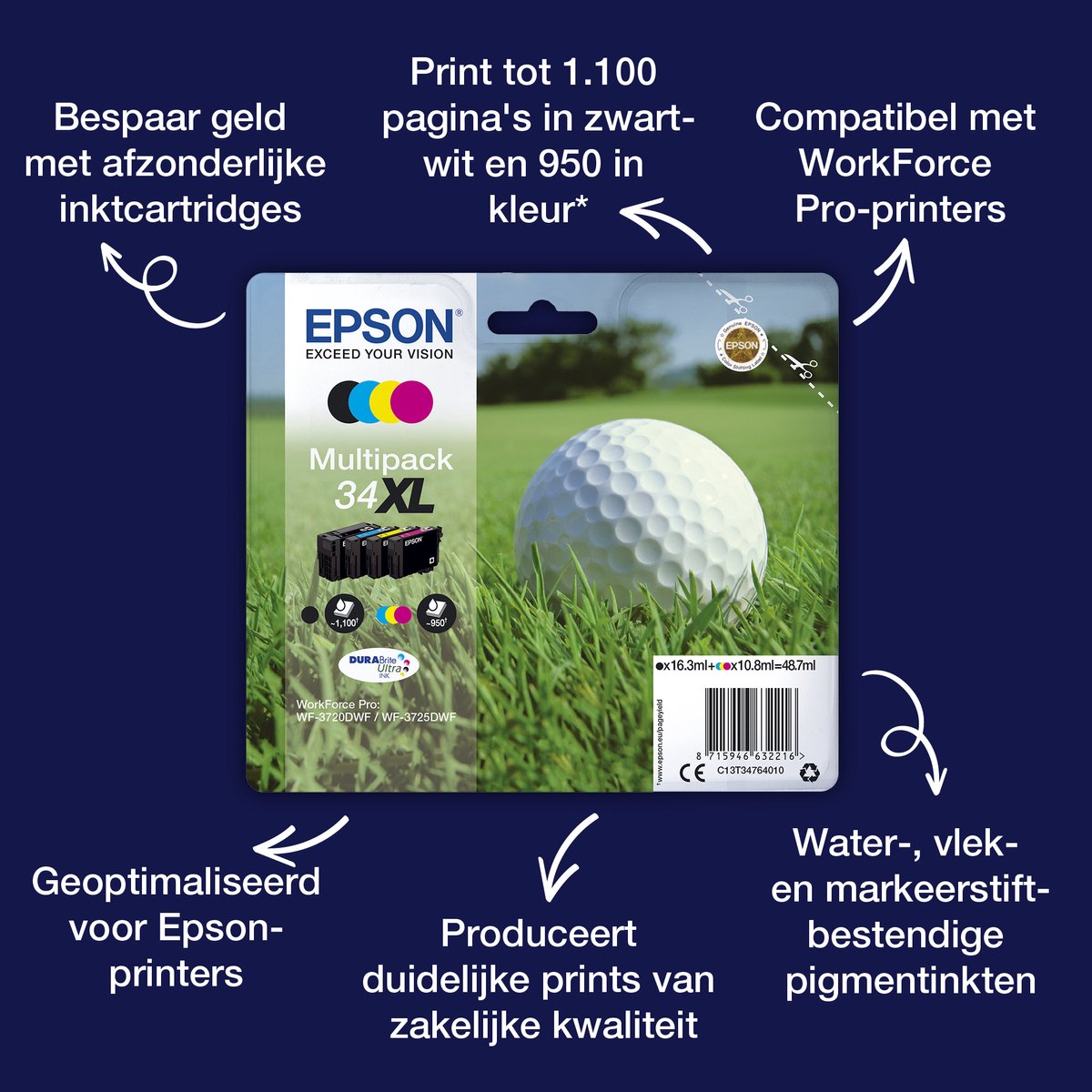 Epson Golf ball Singlepack Magenta 34 DURABrite Ultra Ink