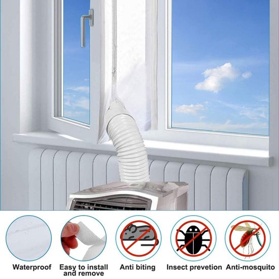 Airco Raamafdichtingskit - 400 cm - Met Rits & Zelfklevende Tape - Luchtdicht & Waterdicht - Voor Mobiele Airco & Droger