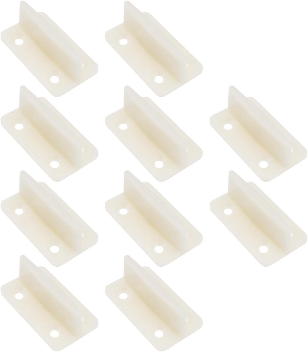 Pack van 10 Plastic Vloergidsen voor Houten Schuifdeuren, Onderste Gids voor Schuifdeuren, Milky White 44x26x17mm, Duurzaam en Gebruiksvriendelijk