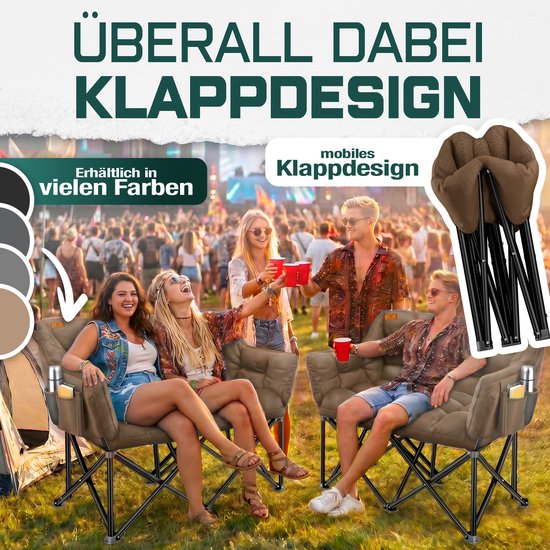 KESSER® Campingstoel Opvouwbaar geschikt voor 2 Personen Vouwstoel - Visstoel 300 kg Draagvermogen — afbeelding 3