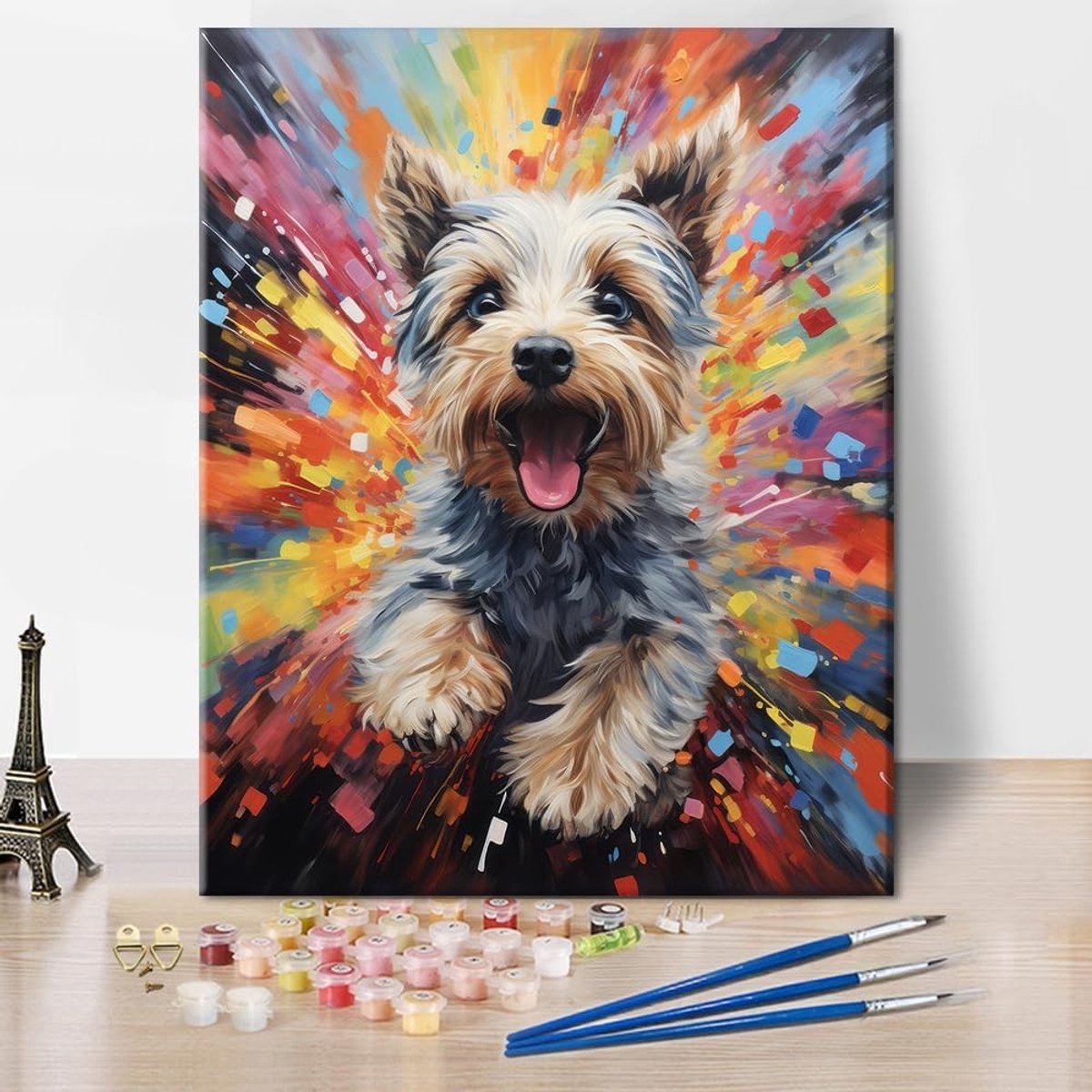 Schilderen op Nummer - Kleurrijk - Leuke Hond - Acrylverf - Voor Volwassenen
