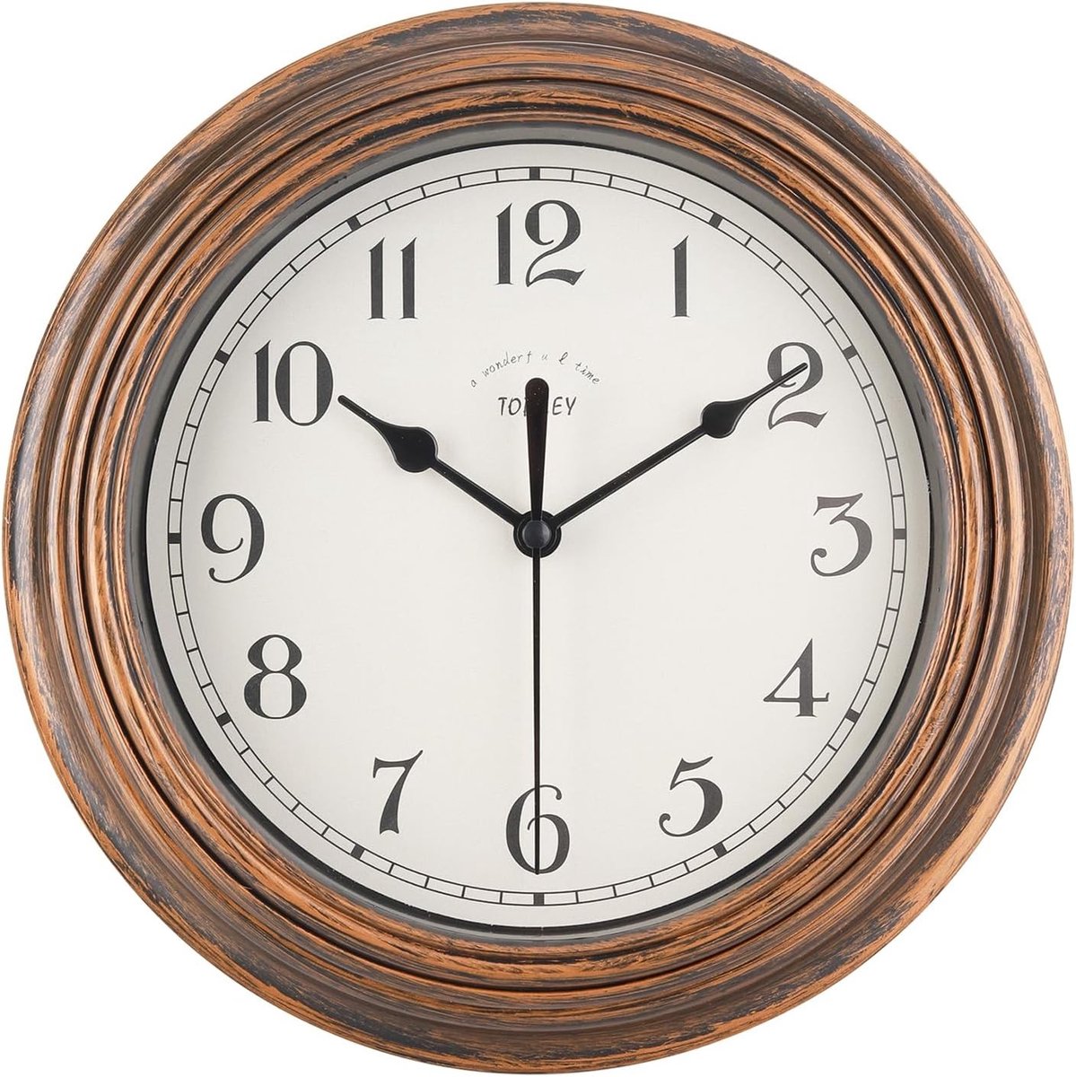 Wandklok 9 inch - Stil Zonder Tikgeluid - Decoratief Retro Design - Voor Keuken & Kantoor - Oudgoud