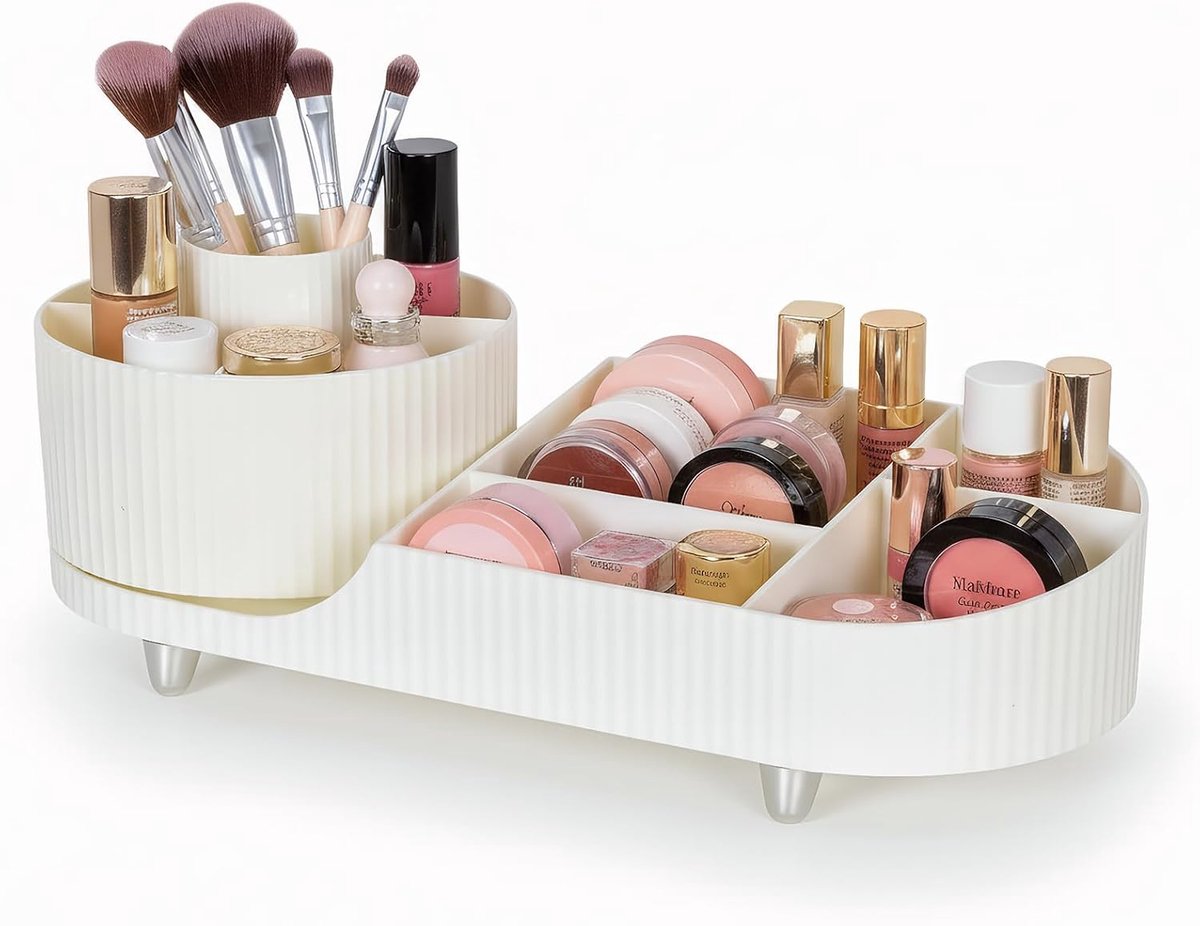 Cosmetic Organiser, Multifunctional Cosmetic Organiser with 360 Degree Rotation, 2-in-1 Makeup Organizer for Toilet - ShopVlot