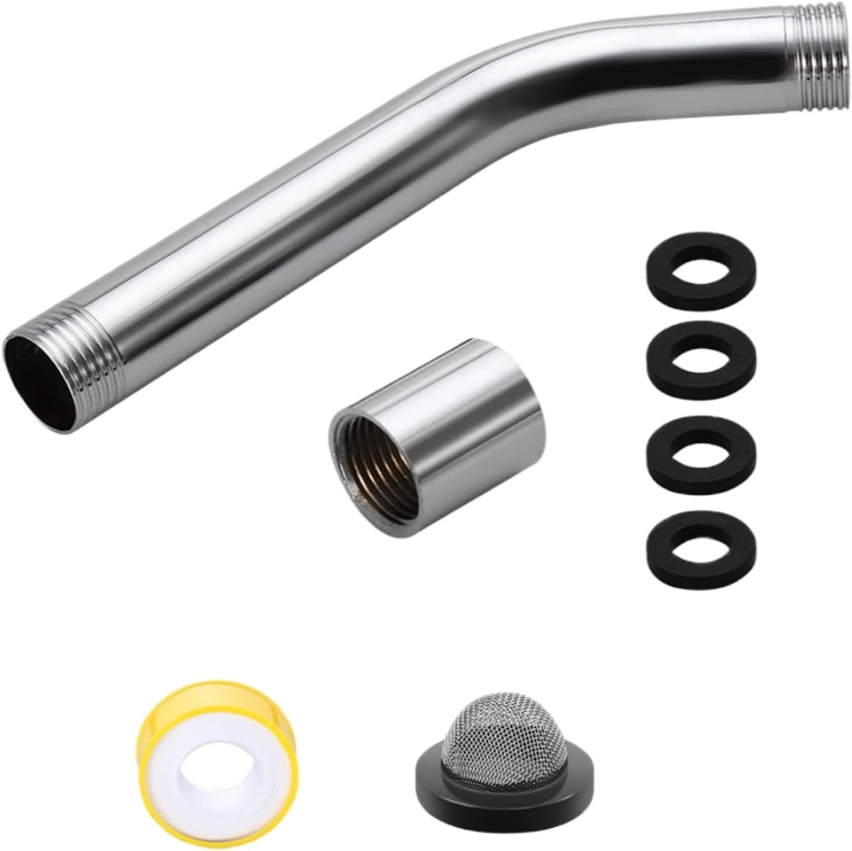 Duschkopf verlengarm 15 cm - RVS - rechte hoek - extra douchecomfort - ShopVlot