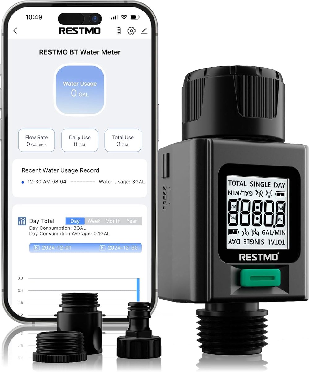Slimme watermeter - 180° aanpassingsvermogen - Bluetooth verbinding - Eenvoudig waterverbruik meten - ShopVlot