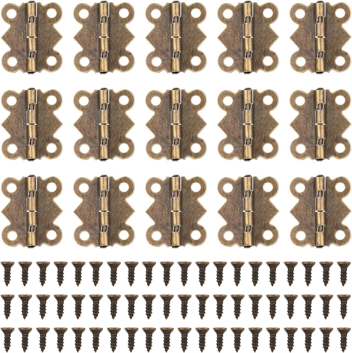 Mini scharnieren pack van 15 - metalen vlinder vorm - duurzaam en roestvrij - ideaal voor sieradenkistjes - ShopVlot