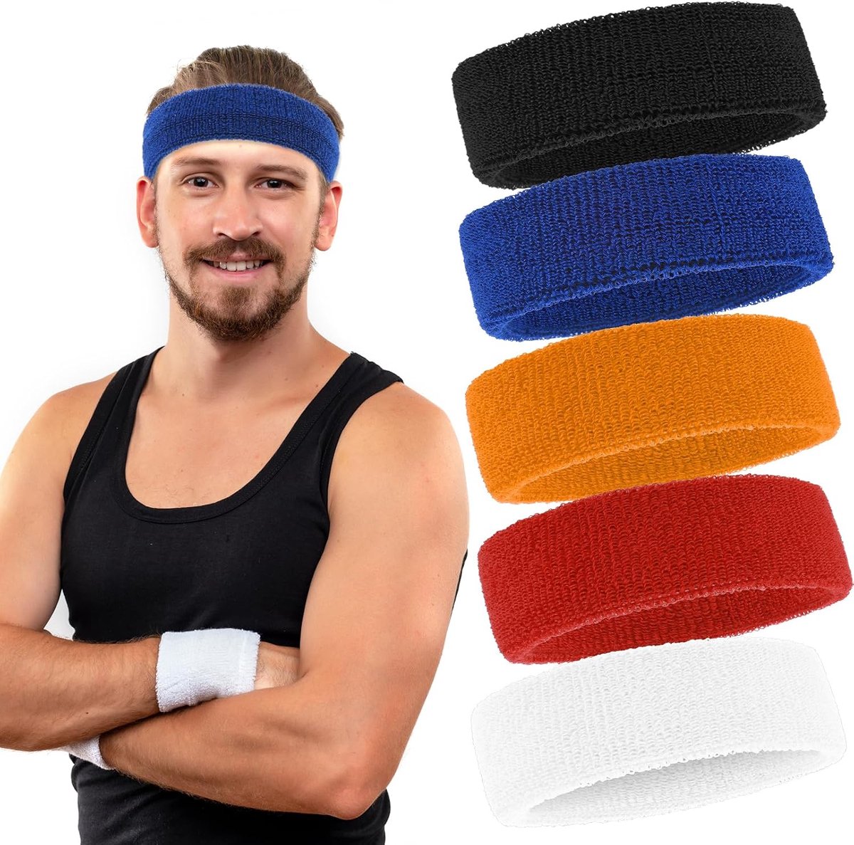 Sporthoofdbanden 5 Stuks - Zweetabsorberend Katoen - Antislip - Ideaal voor Hardlopen - ShopVlot