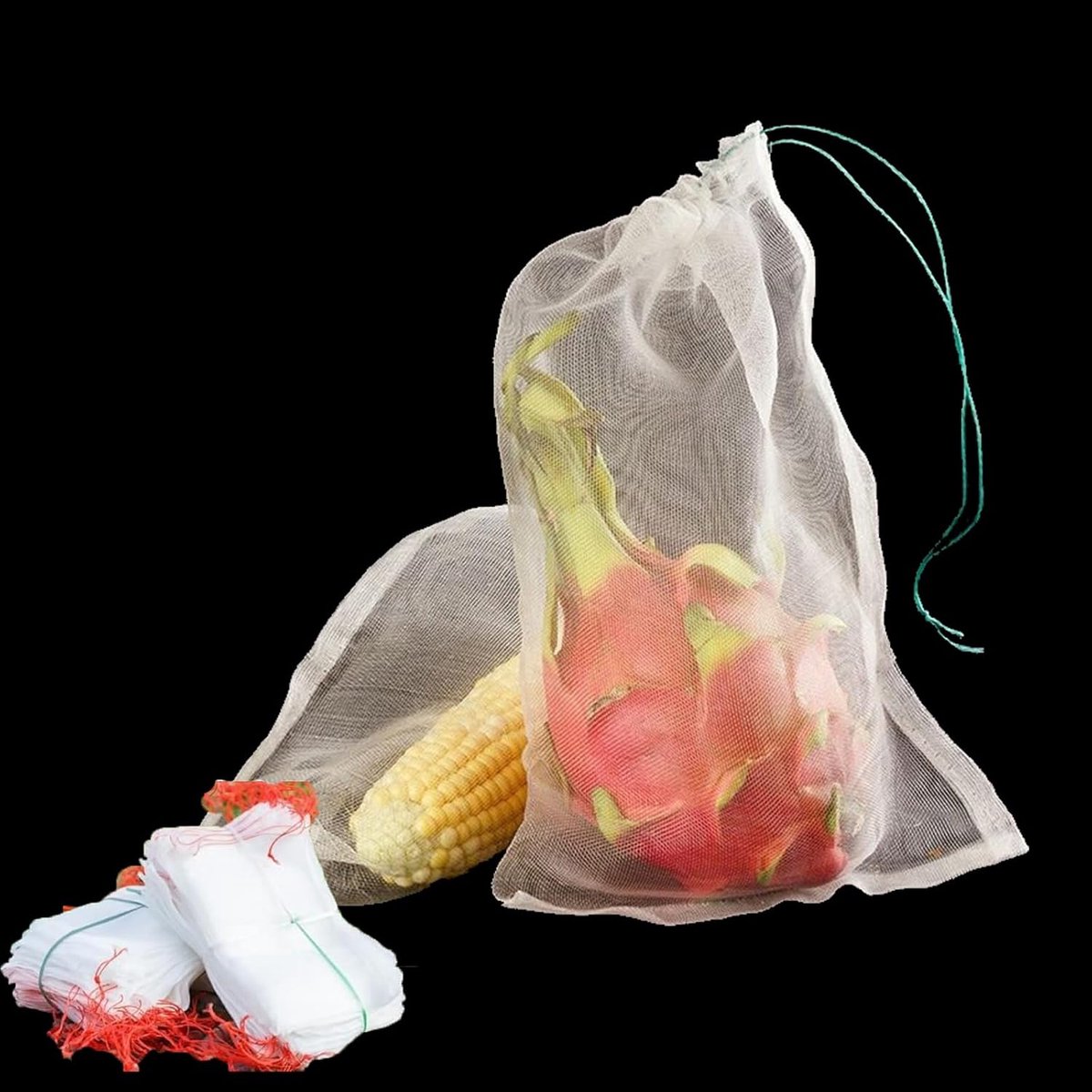 Fruitopbergzakken 25 Stuks - Witte PE Plastic - Met Trekkoord - Ideaal voor Groente en Aardappelen - ShopVlot