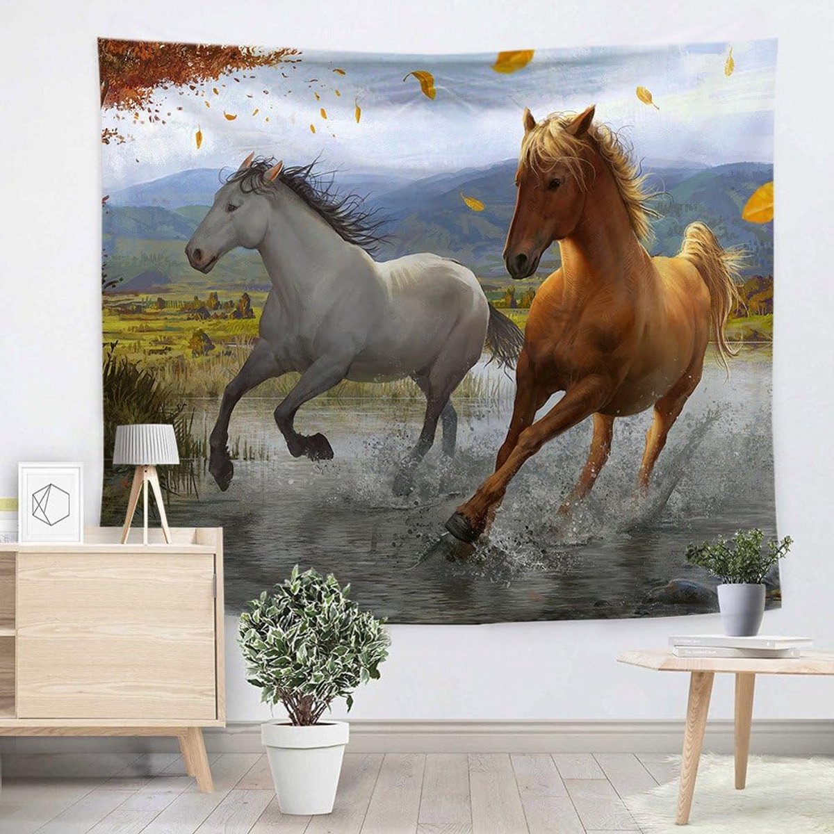 Tapestry Palomino Paard 59" x 51" - Polyester - Krachtig wild dieren ontwerp - Perfect voor slaapkamer - ShopVlot