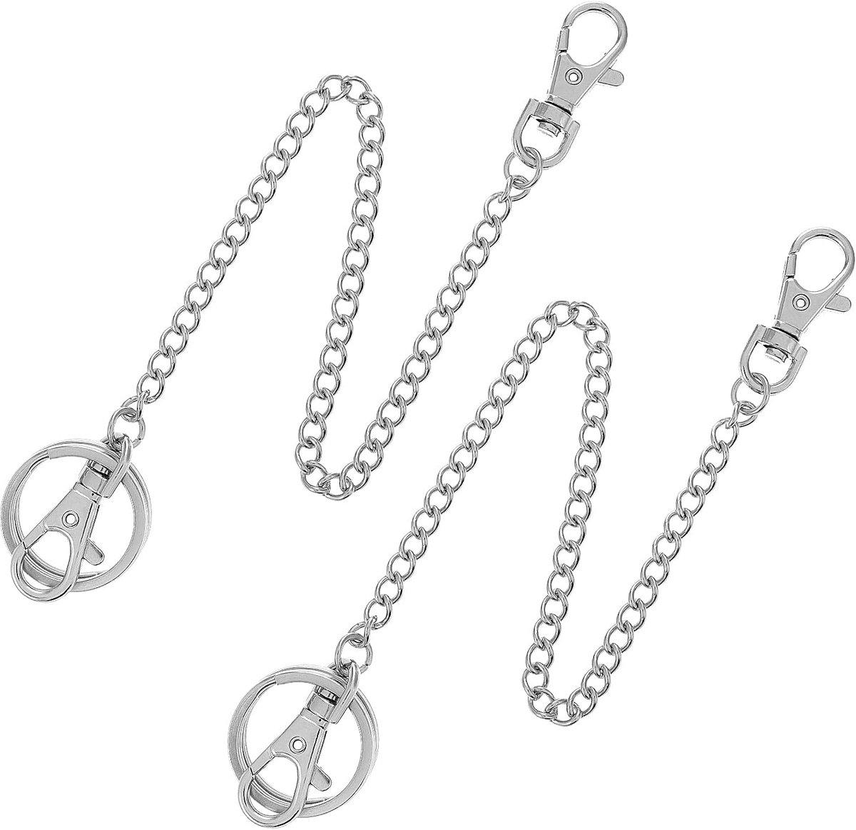 Sleutelhanger met ketting - roestvrij staal - met karabijnhaak - ideaal voor het bevestigen van sleutels - ShopVlot