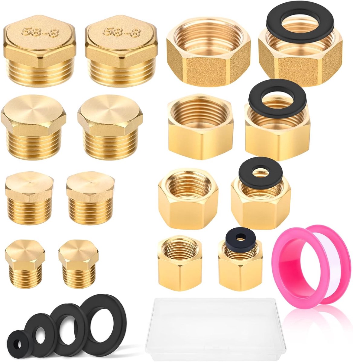 Blind plugs set 16 stuks - 1/8 1/4 3/8 1/2 inch - binnen- en buitendraad - ideaal voor waterleidingen - ShopVlot