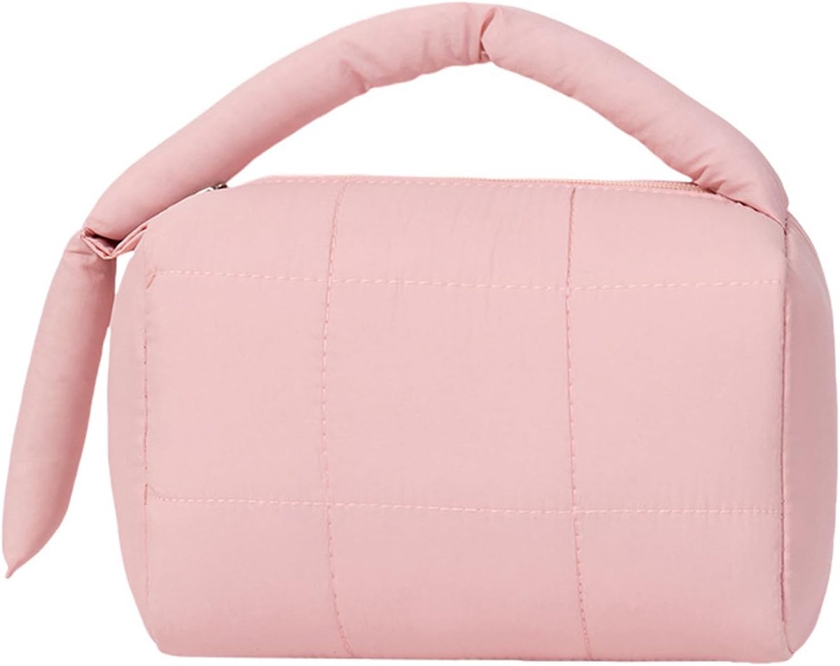 Toilettas dames 18,5 x 12,5 x 13 cm - Roze waterdicht - Met handvat en vakken - Ideaal voor reizen - ShopVlot