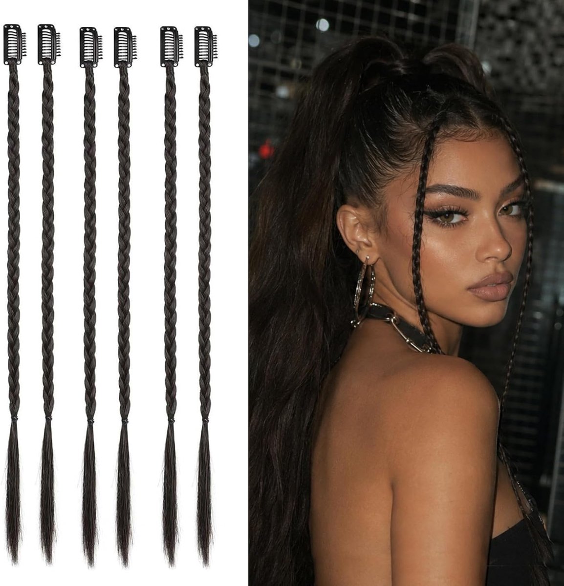 Clip-in vlecht extensions 45 cm - synthetisch haar - donker maroon - voor dagelijkse styling - ShopVlot